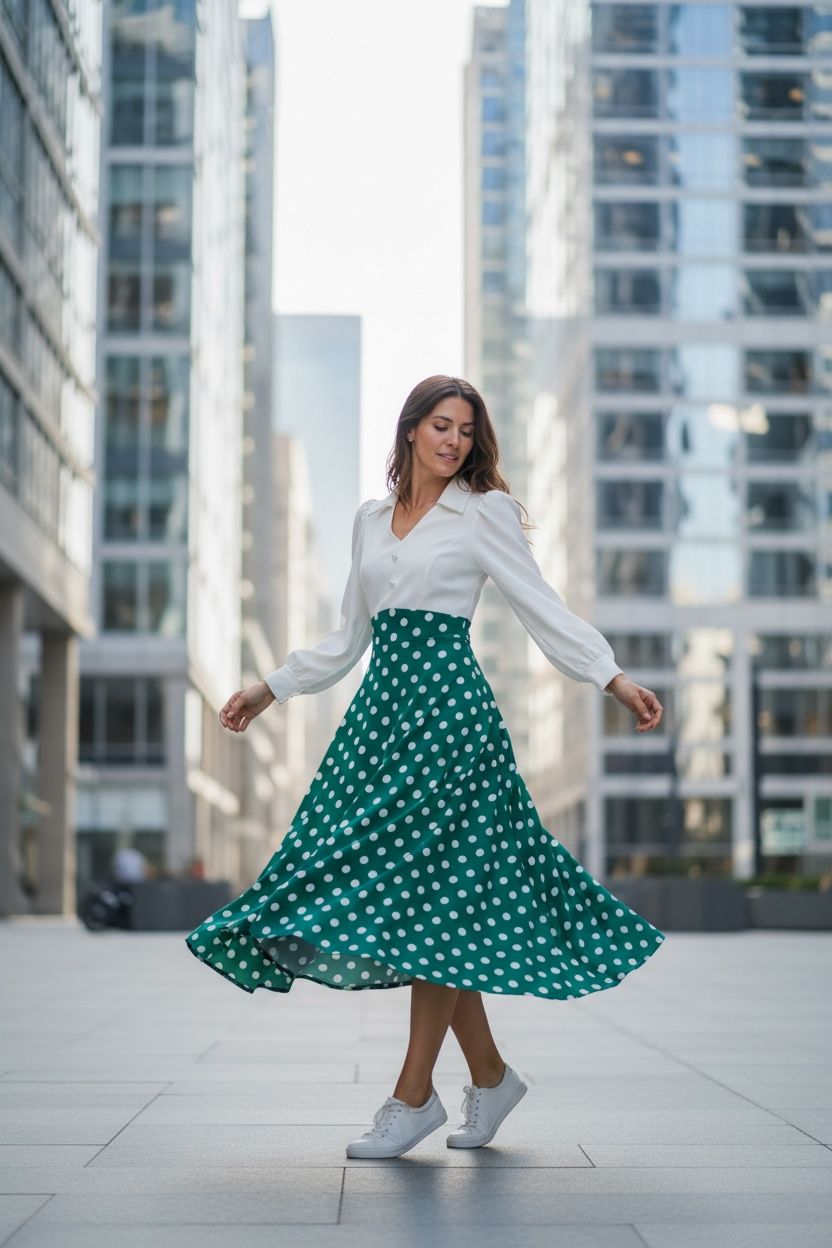 Vestido a media pantorrilla Medio ruedo, manga larga princesa