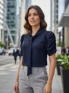 Blusa color Navy manga princesa