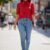 Blusa color rojo manga princesa con corbata
