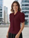 Blusa color vino manga princesa con corbata