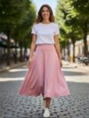 Falda Color Rosa larga ruedo completo