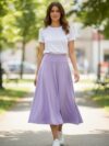 Falda Color lila larga ruedo completo