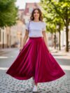 Falda larga Color Fucsia ruedo completo