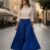 Falda larga azul rey ruedo completo
