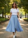 Falda larga celeste ruedo completo