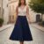 Falda larga color Navy medio ruedo