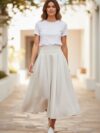 Falda larga color blanca ruedo completo