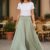 Falda larga color menta ruedo completo