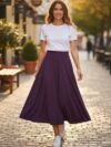 Falda larga color morado ruedo completo