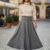 Falda larga gris ruedo completo