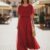 Vestido largo color rojo ruedo completo