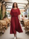 Vestido largo color vino ruedo completo