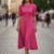 Vestido largo fucsia manga princesa medio ruedo