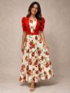 Vestido largo ivory floreado medio ruedo
