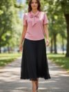 Blusa Rosa Manga corta con corbata