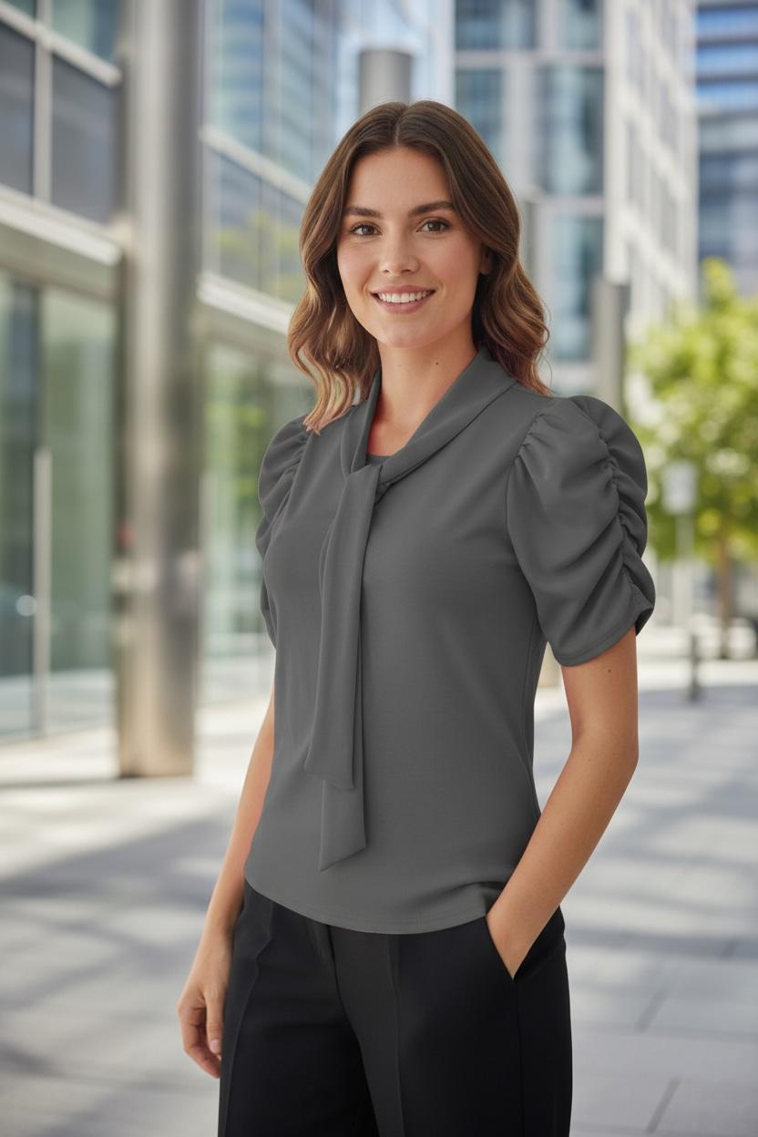 Blusa manga princesa gris obscuro