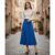 Falda larga de ruedo completo azul royal con cinto