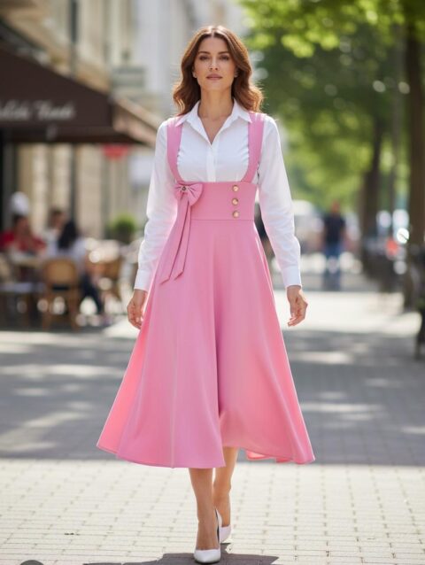 Overol largo ruedo completo rosa (no incluye la blusa)