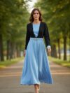 Vestido largo ruedo completo azul cielo