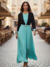 Vestido largo ruedo completo azul turquesa