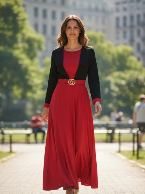 Vestido largo ruedo completo Rojo
