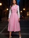 Overol largo con botones ruedo completo rosa (no incluye blusa)