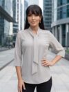 Blusa manga 3/4 Color Hueso con corbata