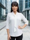Blusa blanca manga 3/4 con corbata