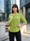Blusa color limón manga 3/4 con corbata