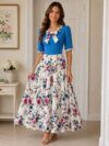 Vestido largo ruedo completo top azul