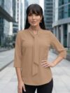 Blusa manga 3/4 Beige con corbata
