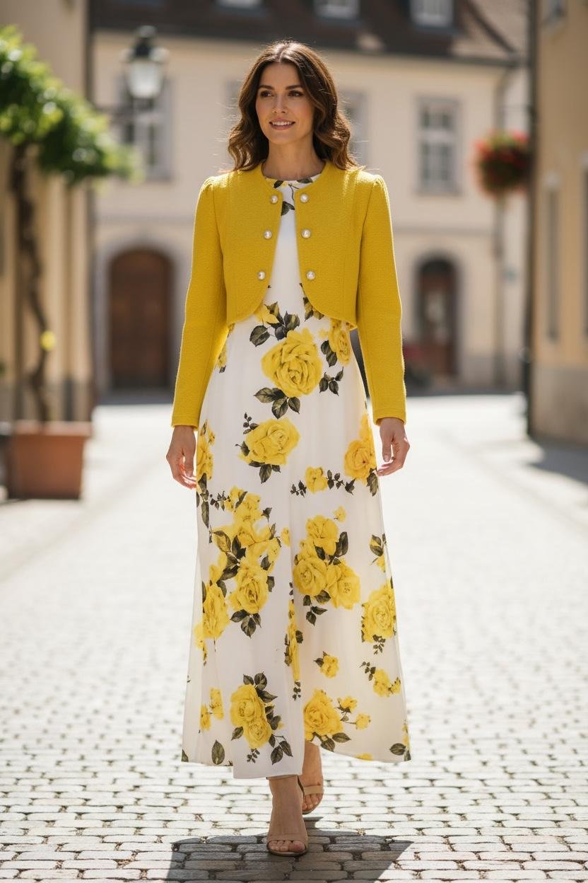 Vestido floral para iglesia amarillo