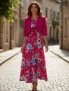 Vestido floral cristiano fucsia