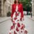 Vestido cristiano floreado rojo