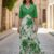 Vestido cristiano floreado verde
