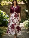 Vestido de iglesia floreado vino
