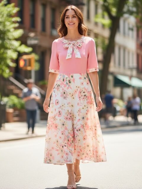 Vestido largo medio ruedo | Tecnocrepe para Mayoreo