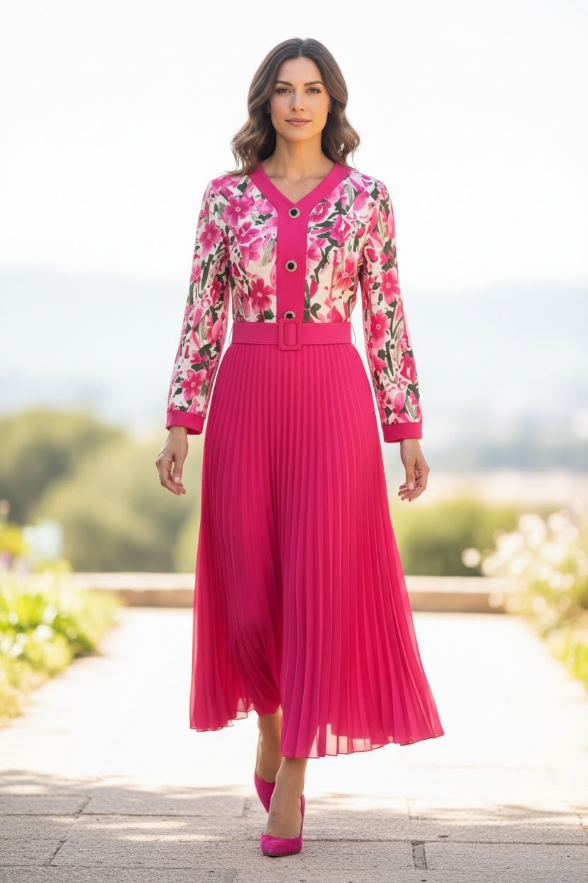 Vestido largo medio ruedo | Tecnocrepe para Mayoreo